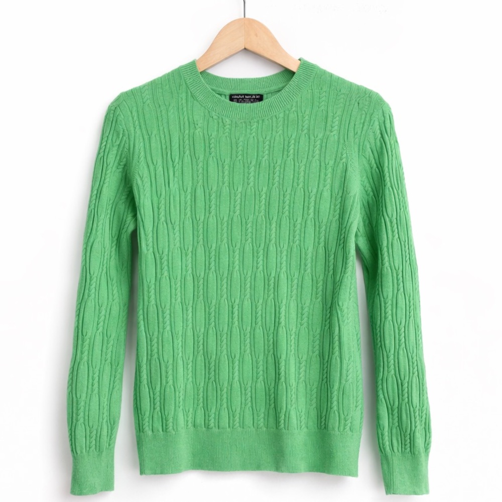 Banana Republic Bright Green Cable Knit Crewneck Sweater filpucci